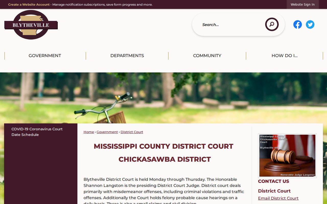 Blytheville District Court official contact page