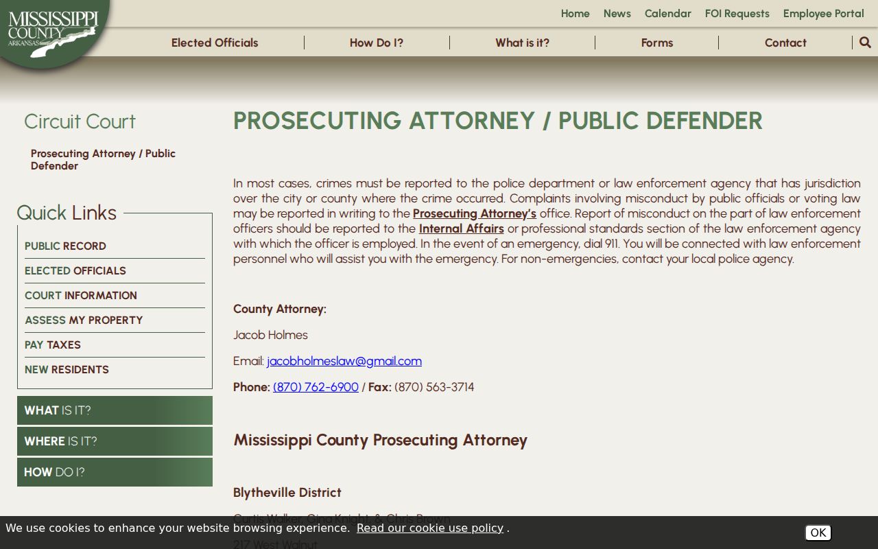 Mississippi County prosecuting attorney and public defender contacts